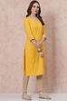 Yellow Cotton Straight Kurta image number 3